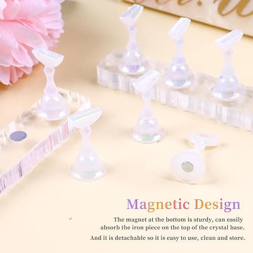 BQAN 2 Set Nail Holder for Painting Nails, Transparent Acrylic Nail Stand for Press on / Fake Nail Tips Training / Nails Display with 96 Pcs Reusable Adhesive Putty thumbnail 4