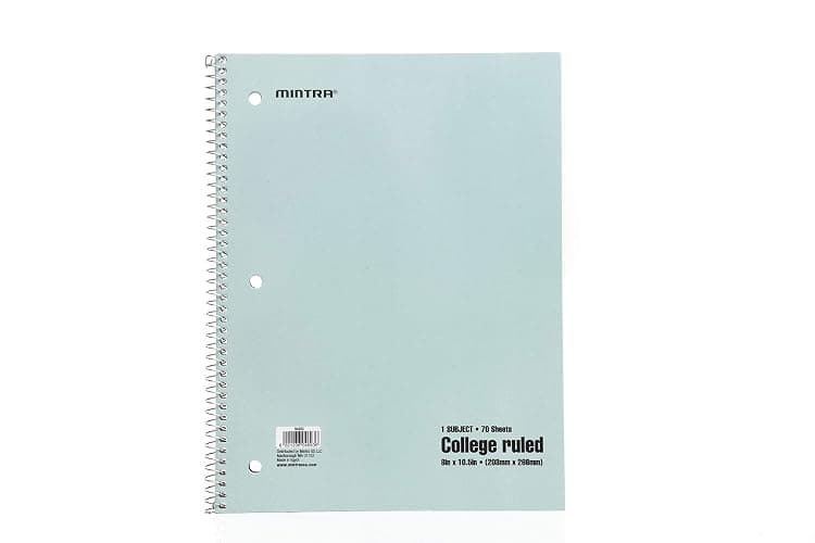 Mintra Office Spiral Notebooks - 1 Subject, 70 Sheets, College Ruled, 8in x 10in, Bulk Pack, Pastel Covers, Set of 6 - for School, Office, Business, Professional (04693) - Pastel - College Ruled - 6PK thumbnail 8