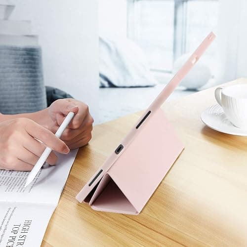 SIWENGDE Cases for iPad Pro 12.9 Case 6th/5th/4th Generation (2022/2021/2020) with Pencil Holder [Apple Pencil Wireless Charging] Soft TPU Smart Tri-fold Stand Protective Cover(Pink) thumbnail 6