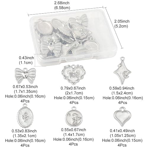 MakemadeDIY Assorted 10-24 Pcs Elegant Flower Enamel Charms Bow Flower Round Heart Necklaces Pendants Earrings Charms for Jewelry Making Bracelets Necklaces Earrings Keychains DIY Crafts thumbnail 2
