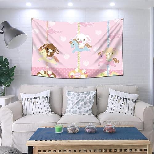 eksent Sugar Cute Animals Flag 4 Brass Grommets Wall Hanging. Wall Art for Living Room Bedroom Home Decor 3 * 5FT thumbnail 2