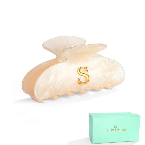 LILIE&WHITE Acrylic Letter Hair Clips For Women Stylish S Monogram Hair Claw Alphabet Hair Clip Fashion Glitter Claw Clips Elegant And Durable Hair Accessory Large Hair Clips S - Image 1