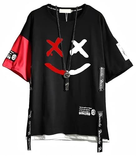 Hello MrLin Men's Techwear Japanese Harajuku Streetwear Hip Hop Short Sleeve T-Shirt thumbnail 2