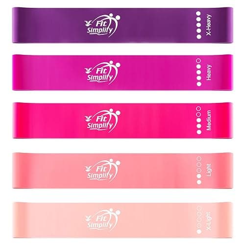 Fit Simplify Resistance Loop Exercise Bands with Instruction Guide and Carry Bag, Set of 5 thumbnail 2