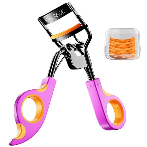 Whalrace Eyelash Curlers with 6PCS Extra Replacement Pads, Premium Quality Eye Lash Curler, Superior Curling Effect, Easy to Hold and Use, Christmas Gifts for Her - Orange Purple Handle - Image 1