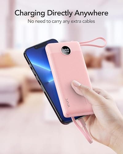 VRURC Portable Charger Power Bank, Built-in 4 Cables & 2 Ports 10000mAh | LED Display Slim Battery Pack,Compact Travel Essential Portable Phone Charger 5 Output for Multi Devices,Student/Teens(1Pack) thumbnail 8