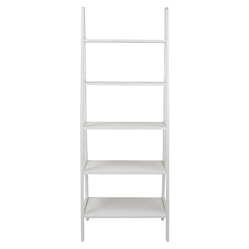 Casual Home 100% Solid Wood 5-Shelf Ladder Bookcase, 24.75"W x 16"D x 72"H, White, 5-Tier Freestanding Ladder Shelf thumbnail 9