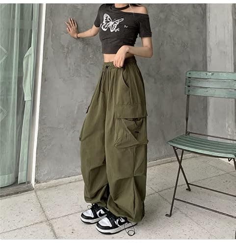 Women Cargo Pants Baggy Y2K Clothing Multi Pockets High Waist Loose Straight Leg Pants Vintage Grunge Aesthetic Clothes thumbnail 7