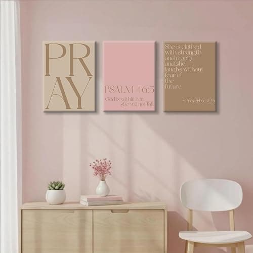 Pink Christian Wall Art Bible Verse Canvas Wall Decor Minimalist Scripture Poster Girls Room Pictures Inspirational Modern Religious Decor Prints Artwork for Bedroom Living Room 12x16x3 In Unframed thumbnail 3