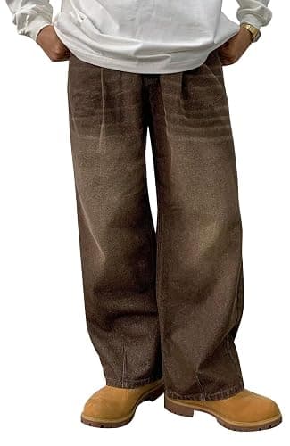 HUNGSON Mens Baggy Jeans for Men Women Y2k Skater Vintage Plain Pants Casual Wide Leg Jeans Loose Fit Denim Jeans - Image 1