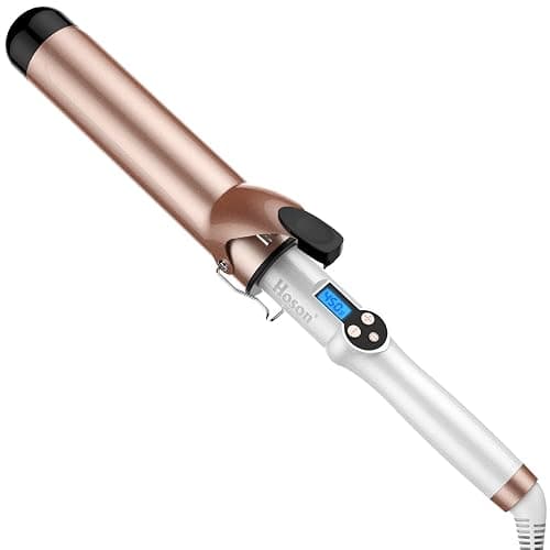 Hoson 1 3/4 Inch Curling Iron Large Barrel, 1.75 Long Barrel Curling Wand Dual Voltage, Ceramic Tourmaline Coating with LCD Display, Glove Include - Image 1