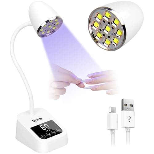 Mnhty U V LED Nail Lamp, Goose Neck Flash Cure Lamp 27W Rechargeable Mini U V Light for Gel Nails, Cordless Flash Cure Light with 3 Timers&Sensor, Fast Curing Gooseneck Lamps for Gel X, Snow White - Image 1