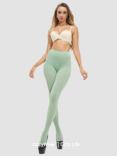 CozyWow Women's 80D Soft Opaque Tights, High Waist Solid Color Womens Tights with 30+ Colors thumbnail 5