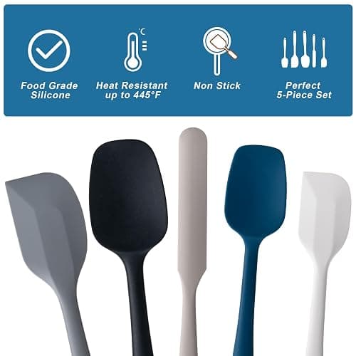 Silicone Spatula Set, 5 Piece Food Grade Rubber Spatulas for Baking, Cooking, and Mixing High Heat Resistant Non Stick Dishwasher Safe BPA-Free (Multicolor2) thumbnail 4