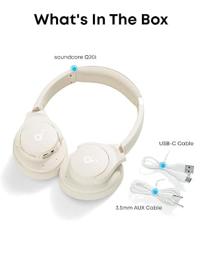 Soundcore by Anker Q20i Hybrid Active Noise Cancelling Headphones, Wireless Over-Ear Bluetooth, 40H Long ANC Playtime, Hi-Res Audio, Big Bass, Customize via an App, Transparency Mode (White) thumbnail 8