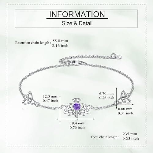 Scottish Thistle Bracelet 925 Sterling Silver Scottish Bracelet Celtic Knot Scottish Thistle Jewelry Gift For Women thumbnail 3
