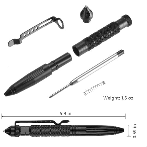 2 Pack Military Tactical Pens with 8 Black Refills, Emergency Self Defense & Glass Breaker Pen, Multi-Functional Survival Tac Pens Gifts for Men Dad Husband Him thumbnail 2