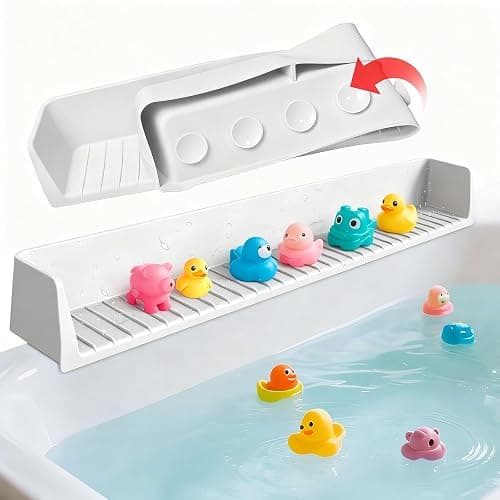 StylizeHive Baby Bathtub Sink Splash Guard and Bath Toy Holder with 11 Strong Suction Cups,Silicone Bath Tray for Tub,Suitable Kids Bathroom Accessories (Gray) - Image 1