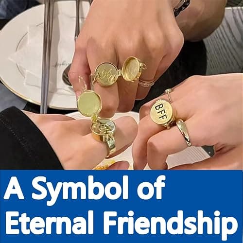 HOMEBEARJ Spongebob Rings BFF, Best Friends Forever Bff Rings, 14k Gold Opening Adjustable Spongebob Rings for Teen Girls/Boys, 1 Pairs Cute Best Friendship Rings Jewelry Gifts thumbnail 3