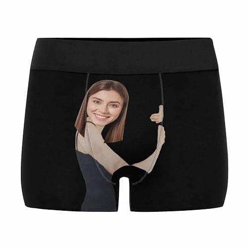LEINTEREST Custom Men's Boxer Briefs Girlfriend Face Hug My Treasure Personalized Funny Face Shorts Underwear with Photo - Image 1