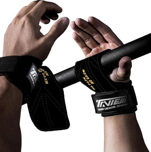 TAVIEW Premium Wrist Straps for Maximum Support – Deadlift Gloves and Alternative Grip Pads for Fitness, Gym, Strength Training such as - Image 1