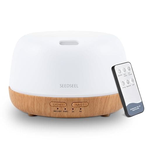 SEEDSEEL 300ML Essential Oil Diffuser with 7-Color LED Lights and Remote Control, Modern Minimalist Design, High-Efficiency Ultrasonic Mist Aromatherapy Diffuser for Home - Image 1