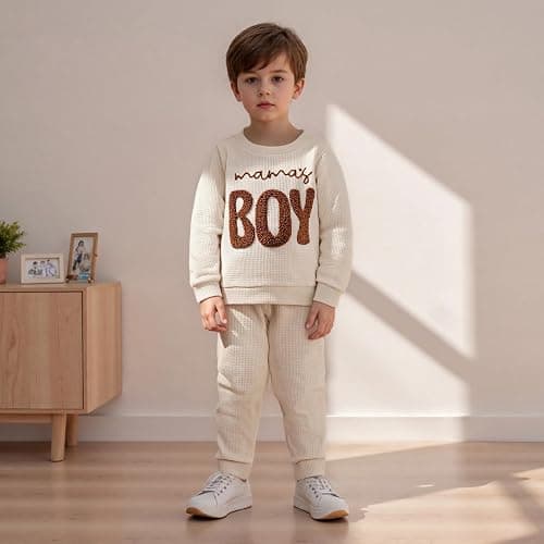 Baby Boy Fall Clothes Set Long Sleeve Crewneck Sweatshirts Pants Infant Newborn Waffle Outfits 6 12 18 24 Months 2T thumbnail 3