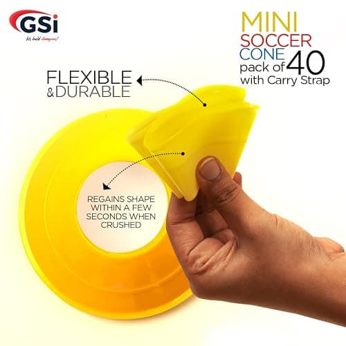 GSi Sports Cones - 40 Pack Training Cones for Agility Drills, Soccer & Sports Practice (Multiple Shapes) thumbnail 4