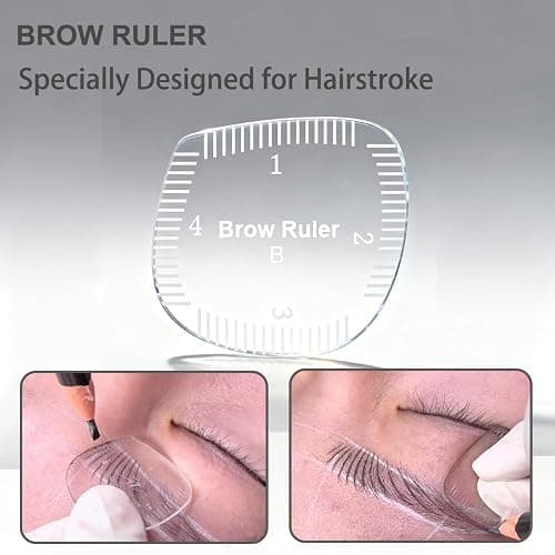 3Pcs Hair Stroke Brow Mapping Ruler Arch Eyebrow Ruler Emplate 1 Minute Fast Drawing Guide Tool Reuse Acrylic Tattoo Pmu Permanent Makeup Hairstroke Stencil (Round-Shaped/3pcs) thumbnail 2