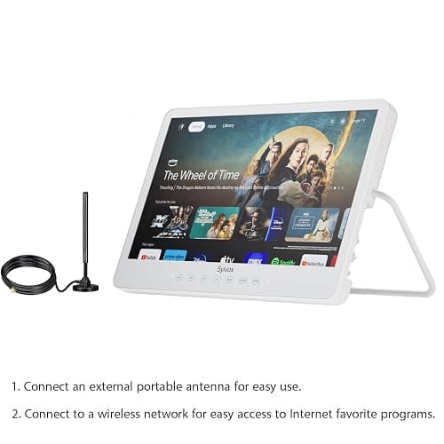 SYLVOX 15.6'' Portable Smart TV 12 Volt Television, 10000mAH Battery Powered IP66 Waterproof Dual Speakers Wireless WiFi 300nits Small Outdoor TVs, for RV Camping Pool Bathroom Kitchen Bedroom thumbnail 8