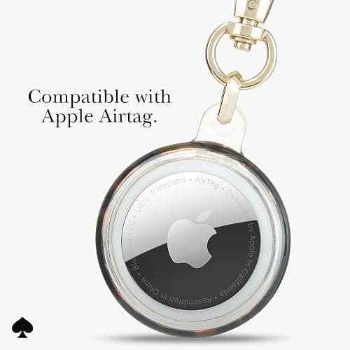 kate spade new york AirTag Holder with Gold Ring Clip - Tortoiseshell | Stylish, Anti-Scratch, and Protective Case for Apple AirTag - Attaches Securely to Bags, Luggage, Keys, Purse, Totes & More thumbnail 6