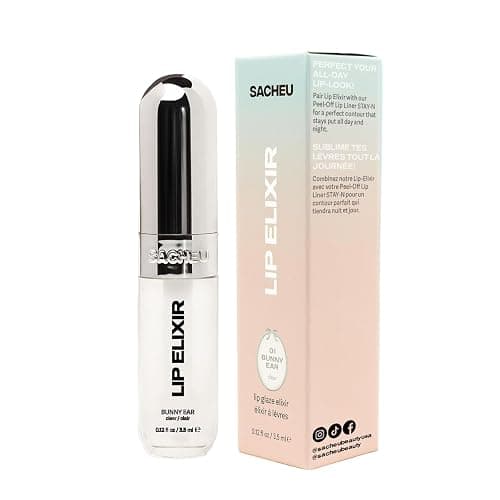 Sacheu Lip Elixir Nourishing and Hydrating Lipgloss — Moisturizing Plumping Lip Gloss Enriched with Collagen, Non-Sticky Lip Color Smooth High-Shine Finish, Vegan & Cruelty-Free, Clear & Sheer Pink thumbnail 8