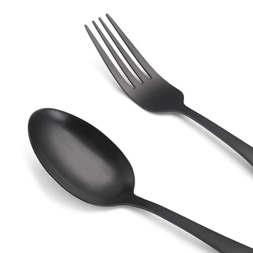 Matte Black Silverware Set, Satin Finish 20-Piece Stainless Steel Flatware set, Tableware Cutlery Set Service for 4, Utensils for Kitchens, Dishwasher Safe thumbnail 4