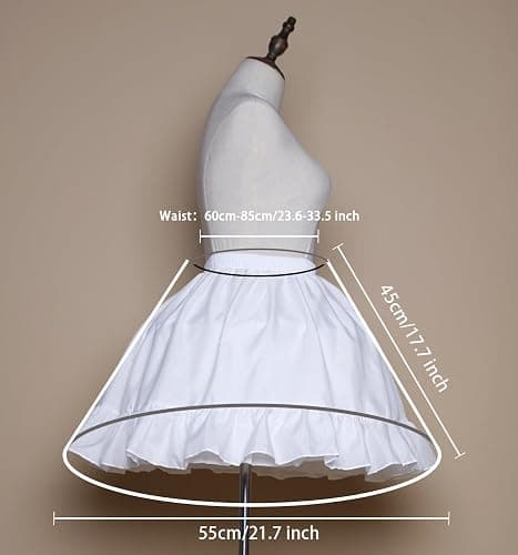 YULUOSHA Women Girls Crinoline Short Petticoat 2 Hoops Victorian Skirt Ball Gown Elastic Waist Underwear Half Slip Underskirt thumbnail 3