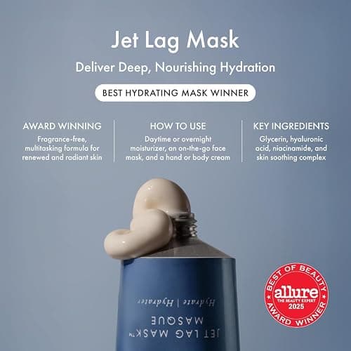Summer Fridays Mini Jet Lag Mask - Hydrating Overnight Face Mask, Moisturizer + Eye Cream - Enriched with Hyaluronic Acid, Niacinamide, + Antioxidants - Multitasking Travel Size Skin Care (1 Oz) thumbnail 2