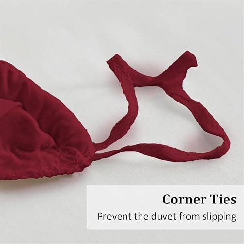 Burgundy Bedding Sets Ruffle Frills Duvet Cover with Zipper Closure Soft Breathable Microfiber Duvet Cover Set Double 200 x 200 cm thumbnail 6