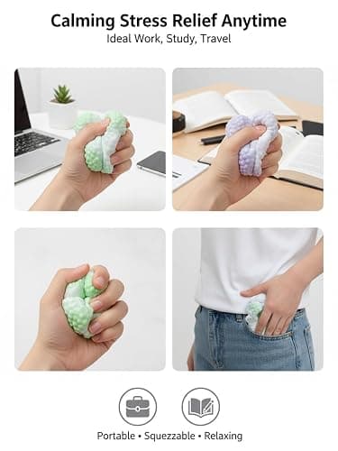Handmade Stress Ball Maker Kit - Slow Rebound Sensory Squeeze Balls for Anxiety Relief & Focus - Sand Filled Crunchy Squishy Balls for Adults & Kids - Portable Desktop Stress Relief Toys (Purple) thumbnail 7