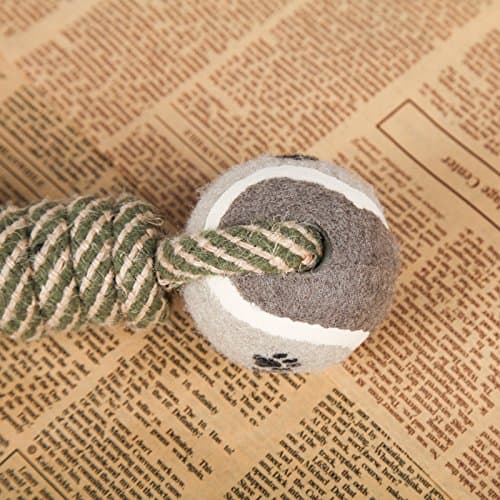 Dog Rope Chew Toy Dumbbell with Tennis Balls – Puppy Teething Toy, Perfect for Every Dog, Large or Small, Durable Rope Ball, Interactive Pet Toy for Chewing, Training & Dental Cleaning thumbnail 4