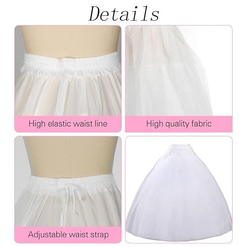 MeiLiMiYu Hoopless Petticoat Crinoline Underskirt Skirt 8 Layers Floor Length Ball Gown Petticoat Underskirt Slip for Wedding thumbnail 4