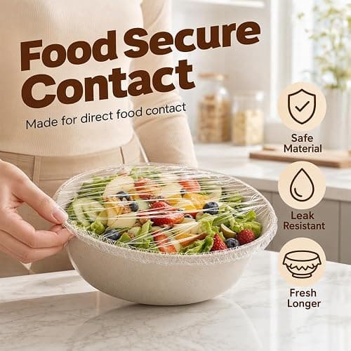 Disposable Stretch Food Cover Elastic Bowl Covers Food Storage (White X100) | 2026 New Reusable Fresh Keeping Bags Elastic Bowl Covers 100PCS, Disposable Elastic Food Covers for Kitchen Appliance thumbnail 2