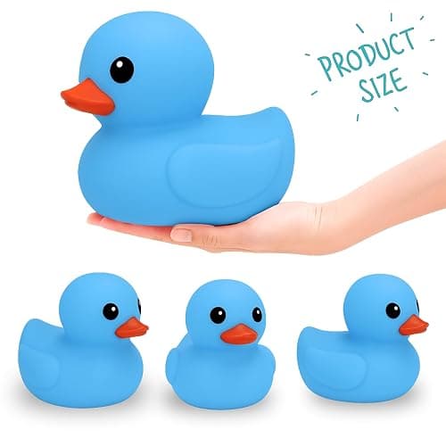 Jumbo Rubber Duck Bath Toy - 8" Giant Ducks Big Duckie Baby Shower Birthday Party Favors (Blue) thumbnail 4