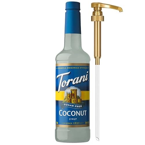 Torani Sugar Free Coffee Syrup, Coconut Flavored Syrup for Drinks, Zero Calorie, Pump Included, 25.4 Fl Oz - Image 1