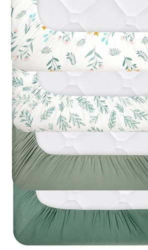 4 Pack Sage Green Fitted Nursery Sheets Neutral Unisex Baby Breathable Sheets for Boys or Girls with Leaf and Flower Design (Crib Sheet) thumbnail 7
