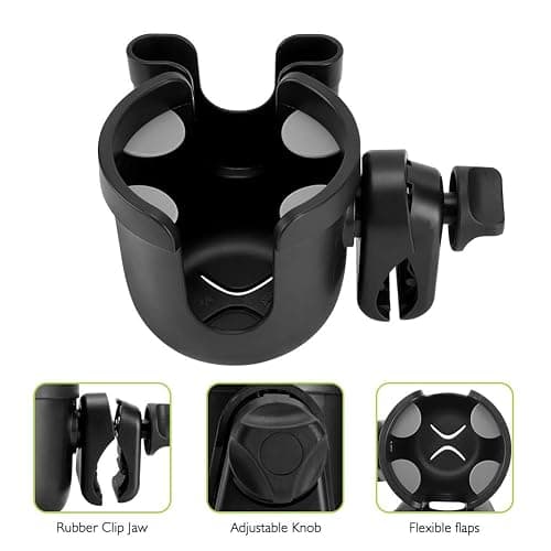 Accmor Stroller Cup Holder with Phone Holder, Bike Cup Holder, Universal Cup Holder for Uppababy Nuna Strollers, 2-in-1 Drinks Holder for Walker, Wheelchair, Scooter thumbnail 4