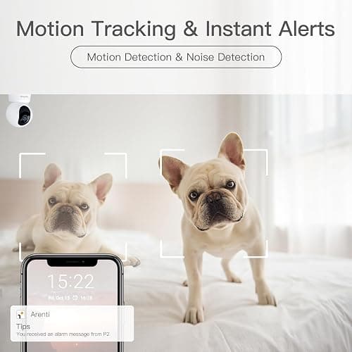 360° View 2K Pet Camera with Phone App, Indoor Security Camera, P2T Baby Monitor, Pan/Tilt, Motion & Sound Detection, Night Vision,Two-Way Audio, Works with Alexa thumbnail 4