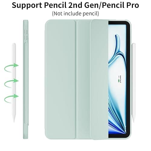 SQQSOOZ Case for iPad Air 11 Inch M4/M3/M2 2026/2025/2024, Slim, Mint Green | Cover for iPad Air 5th/4th Gen 10.9 Inch without Pencil Holder, Folio Trifold Stand Cover with Soft TPU Back, Auto Wake/Sleep thumbnail 4