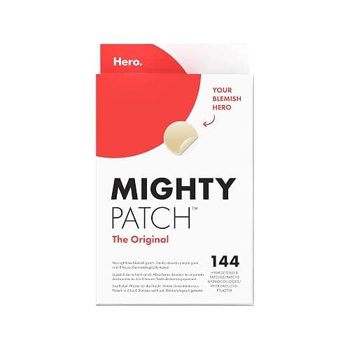 Hero Cosmetics Mighty Patch Original – Patch Bouton Nuit – Résultats en 6H – Technologie Hydrocolloïde – Absorbe les Impuretés & Réduit les Boutons – Format 144 Patchs - Image 1