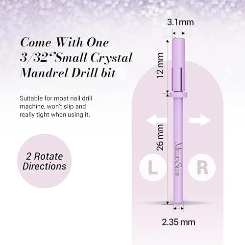MelodySusie 50 Pcs Nail Drill Bits Small Sanding Bands with 3.1mm Mandrel Bit, 180 Fine Grit Nail File for Acrylic Nails Gel Manicures and Pedicure, Purple thumbnail 6