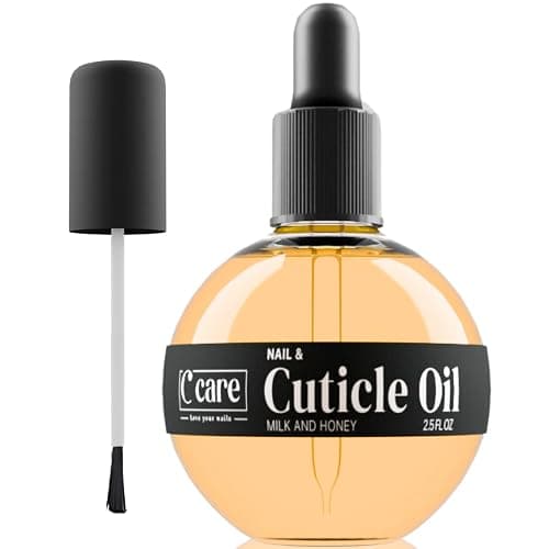 C CARE Cuticle Oil For Nails - Milk and Honey Nail Oil - Repairs Moisturizes and Strengthens Nails and Cuticles Overnight - Dropper & Brush included - Large 2.5 oz bottle - Image 1