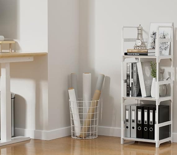 FIDUCIAL HOME 3 Tiers Small Bookshelf Book Shelf White Kids Bookcase Mini Short Book Rack Storage Organizer Easy Assemble, Sturdy thumbnail 4